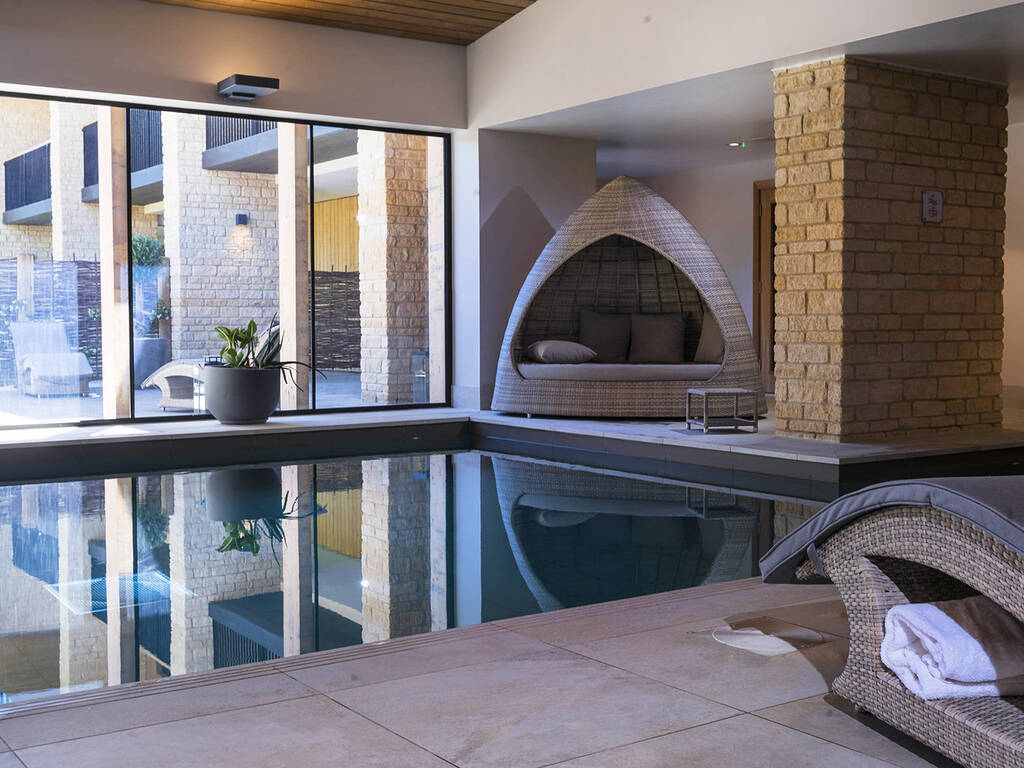 A serene spa pool on a sunny day